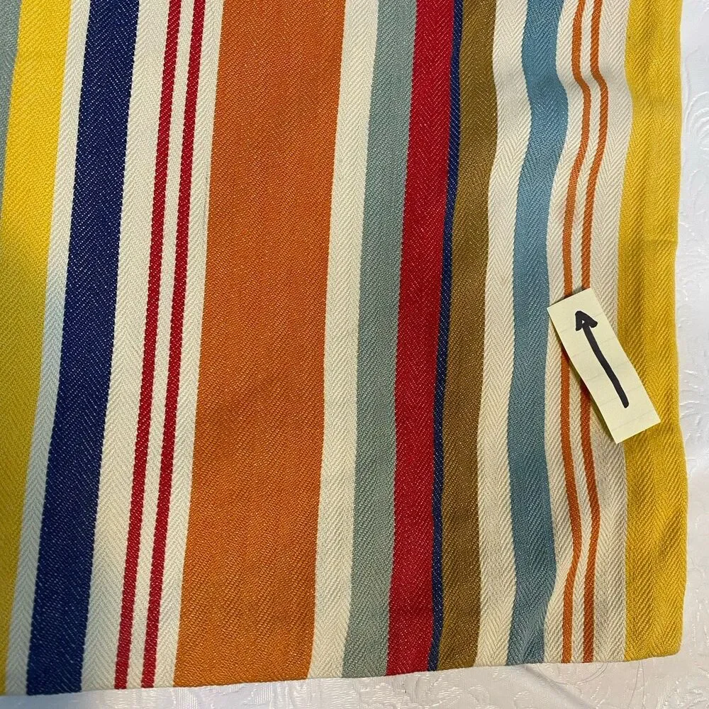2 Pottery Barn Lumbar Pillow Covers Cotton Striped